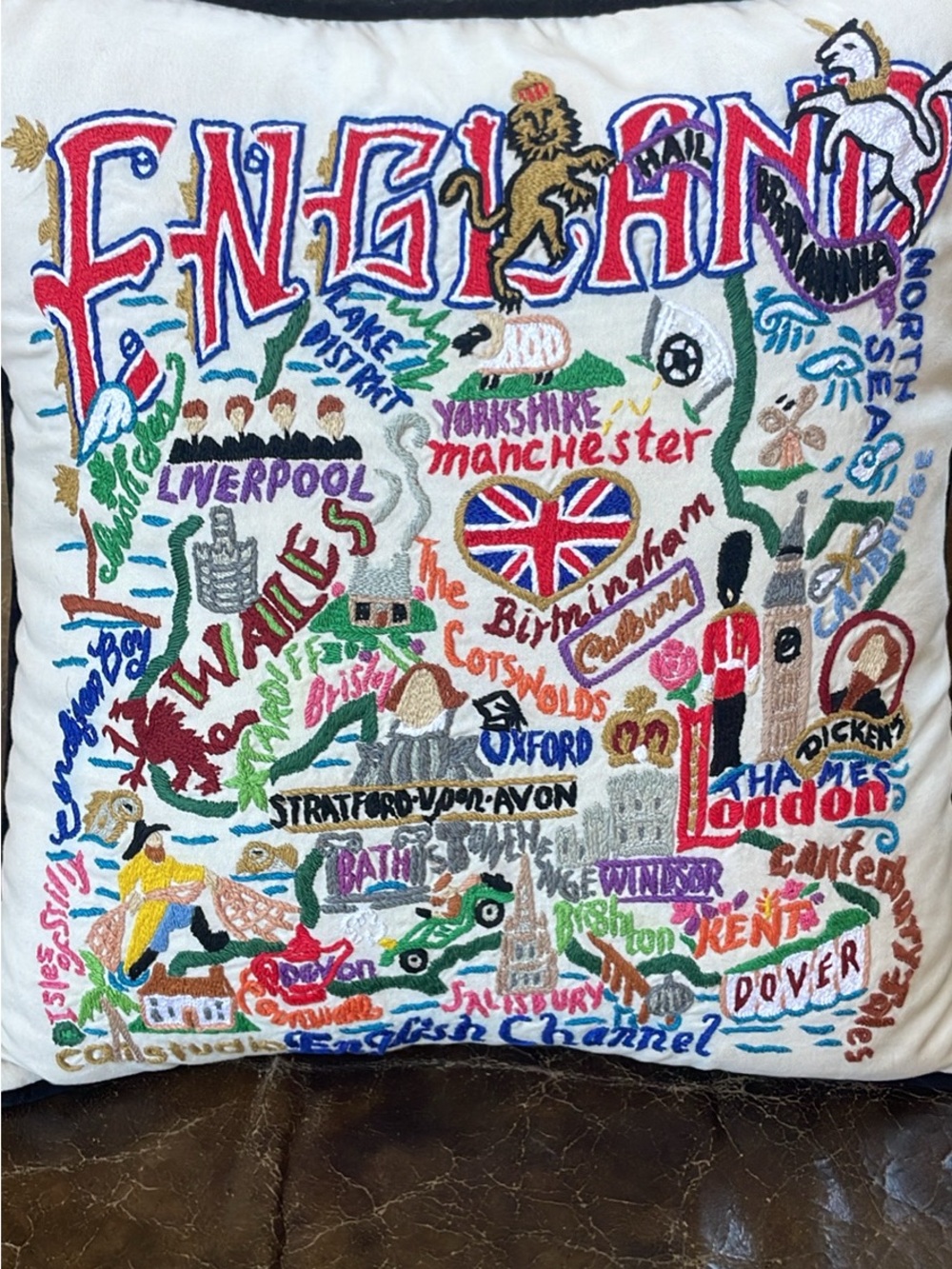 Catstudio Hand-Embroidered England Pillow